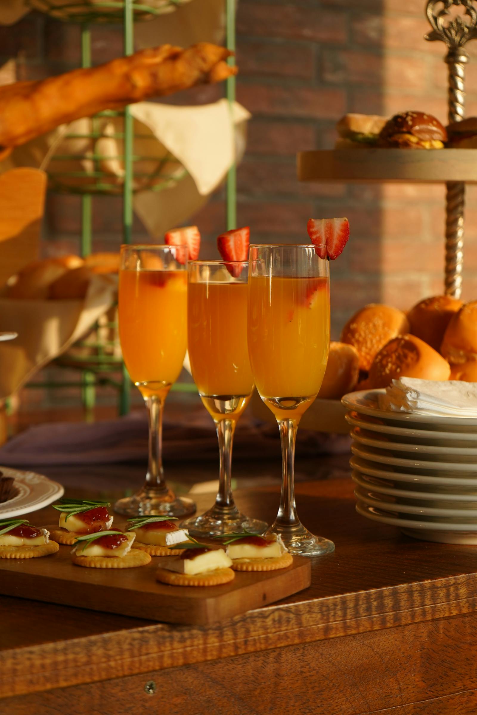Brunch table with mimosas
